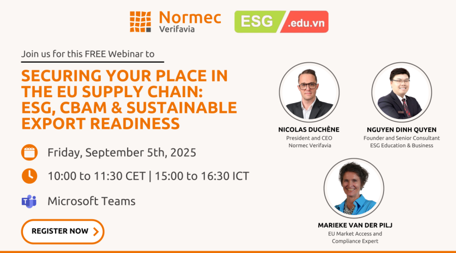 [Webinar] Đảm bảo vị thế của bạn trong chuỗi cung ứng EU: ESG, CBAM & Sẵn sàng xuất khẩu bền vững